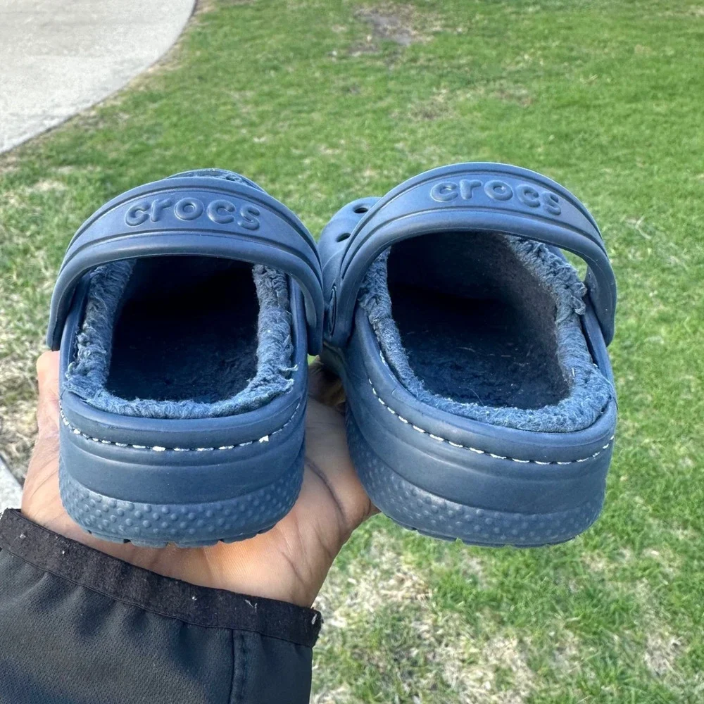Crocs Kids Baya Lined Fuzzy Clogs Toddler‎ Boy Size 8 Blue Sandals
